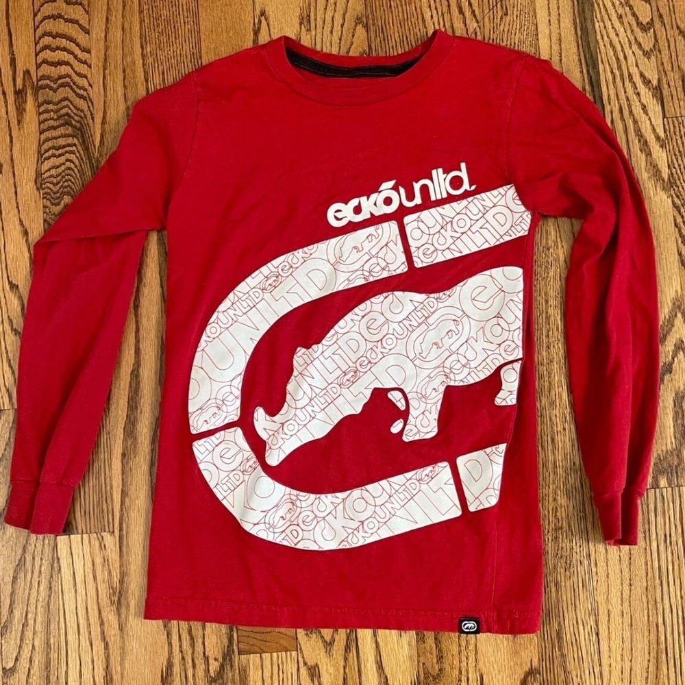 Ecko Unltd. Graphic‎ Long Sleeve Red Cotton Top Youth Size S(10/12)